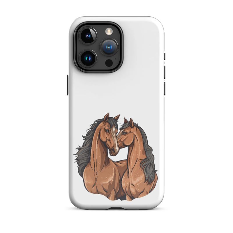 Tough Case for iPhone, Two brown horses snuggling, tdwcyd