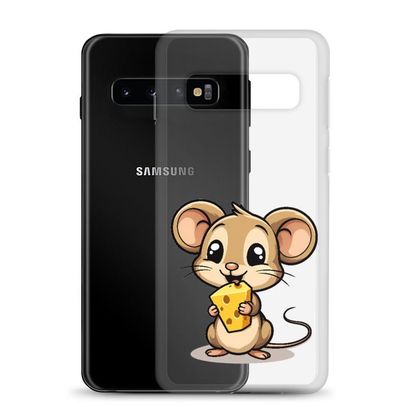 Clear Case for Samsung, Small Mouse happily licking large chunk of cheese, pqapy6