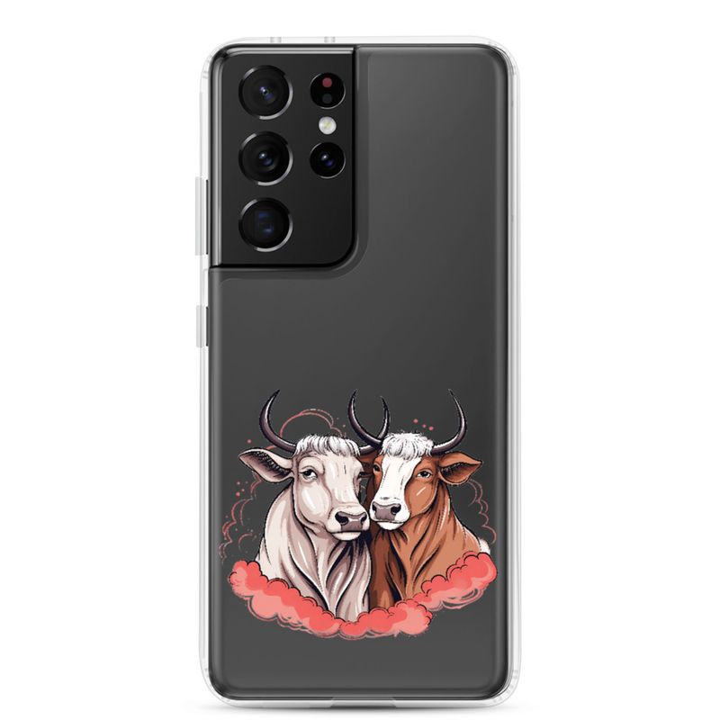 Clear Case for Samsung, Bull and cow, romantic, reddish clouds, qoucds