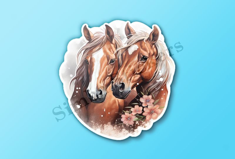Horses in love, watercolour