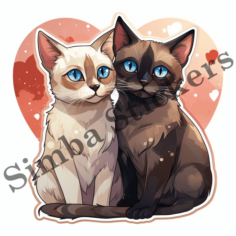 Tonkinese cats in love, image set, 10 images