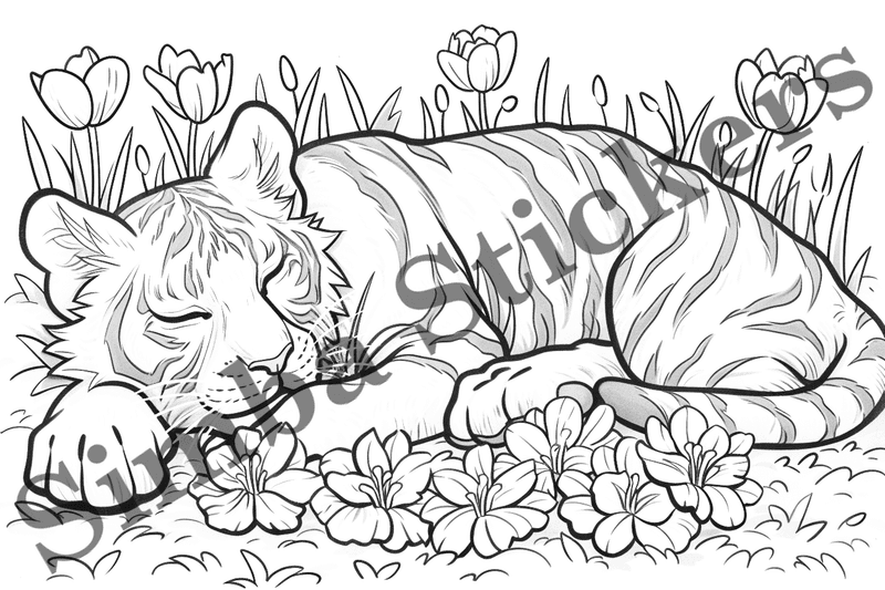 Colouring pages, bundle of tigers, 25 images