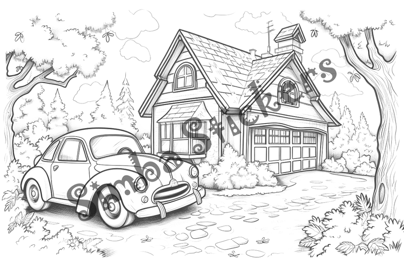 Colouring pages, bundle of houses, 25 images 2