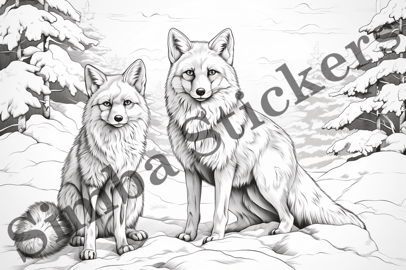 Colouring pages, Bundle of foxes, 25 images