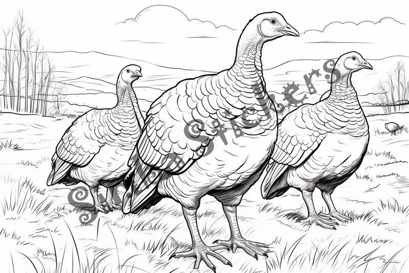 Colouring pages, bundle of turkeys in love, 25 images