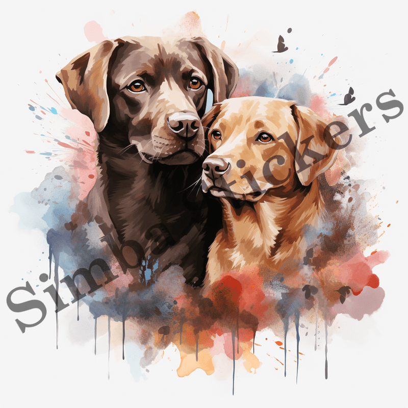 Labrador Retriever dogs, watercolour, image set, 10 images