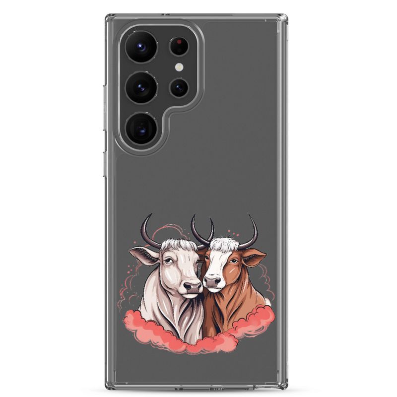 Clear Case for Samsung, Bull and cow, romantic, reddish clouds, qoucds