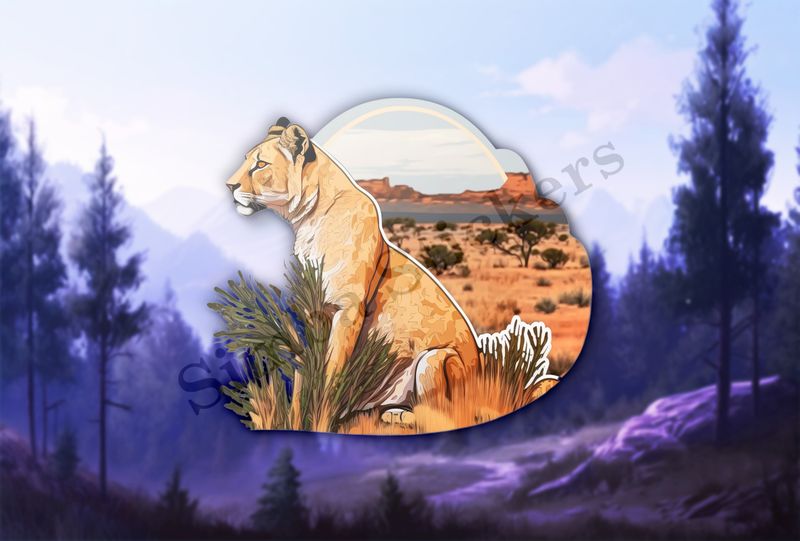 Lioness sitting in the Savanna