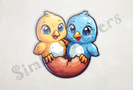 Chicks cheek-to-cheek, in egg