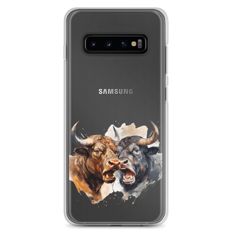 Clear Case for Samsung, Bulls facing up to each other, watercolour, dx5eff
