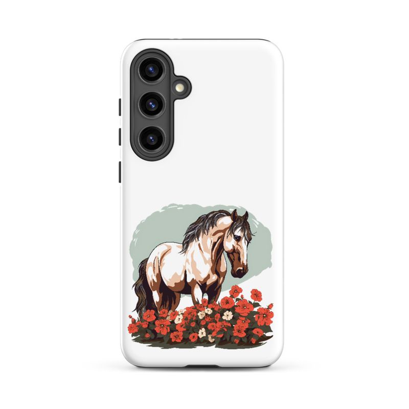 Tough Case for Samsung, Brown horse in field of red flowers, n4w2fj