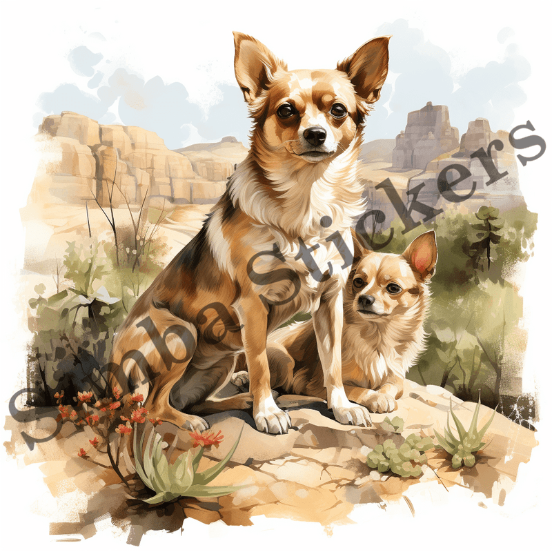 Chihuahua dogs, watercolour, image set, 10 images