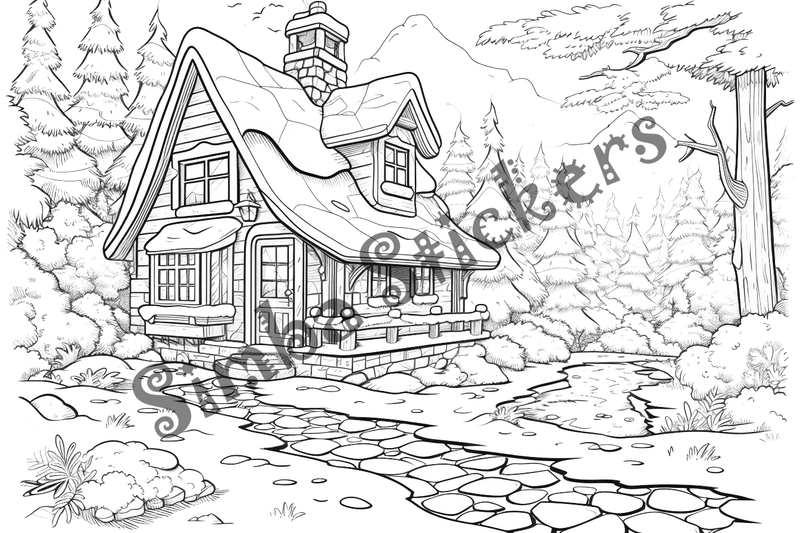 Colouring pages, bundle of houses, 25 images