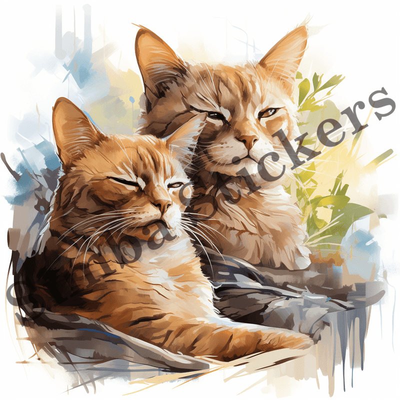 Burmese cats, watercolour, image set, 10 images