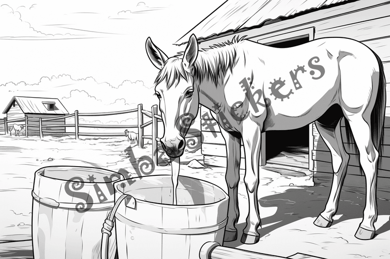 Colouring pages, bundle of mules, 25 images