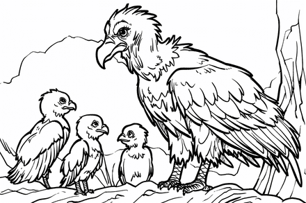 Colouring pages, bundle of vultures 2, 25 images, nffnc2