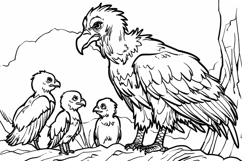 Colouring pages, bundle of vultures 2, 25 images, nffnc2