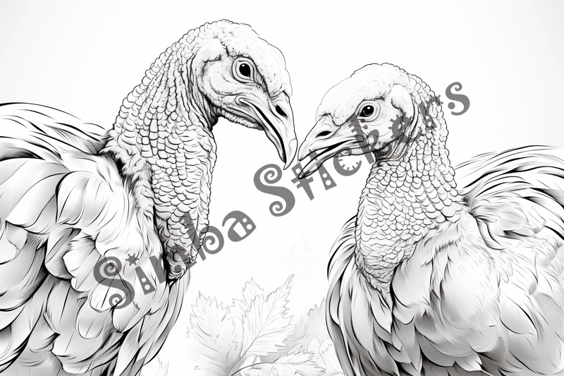 Colouring pages, bundle of turkeys in love, 25 images