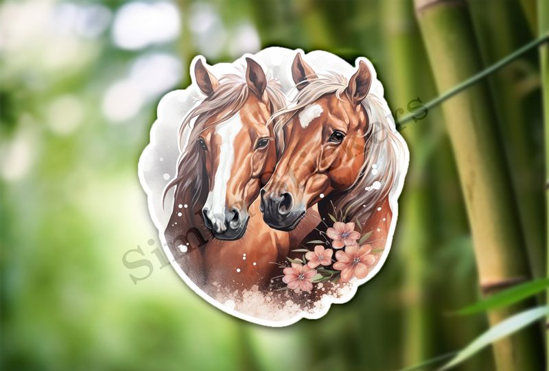 Horses in love, watercolour