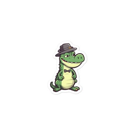 Sticker 3x3, Crocodile in bowtie and hat 