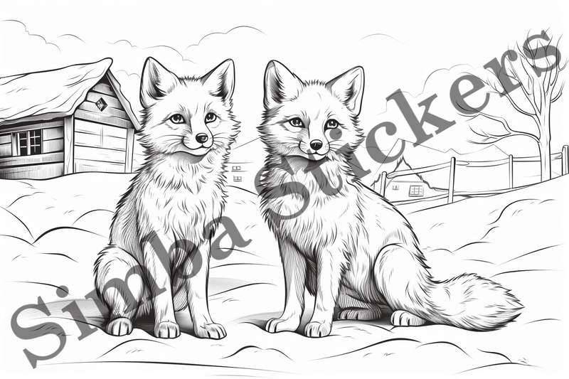 Colouring pages, Bundle of foxes, 25 images
