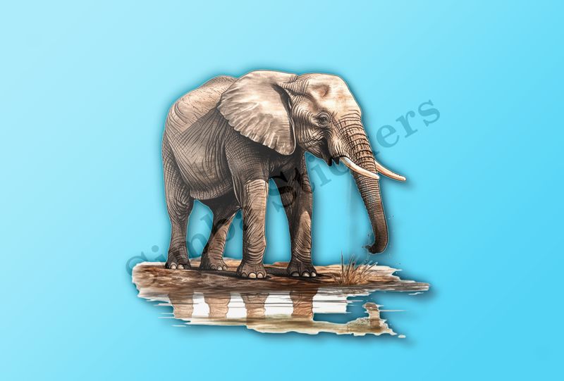 Elephant  at a pond in the Savanna
