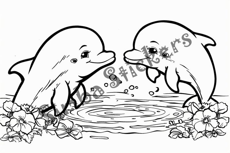 Colouring pages, bundle of dolphins, 25 images 2