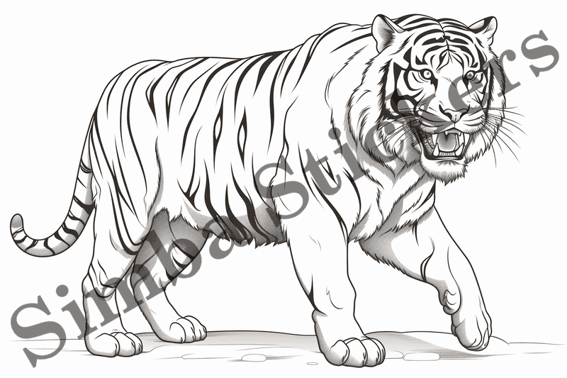 Colouring pages, bundle of tigers, 25 images