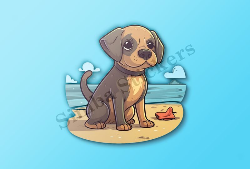 Dog puppy at the beach
