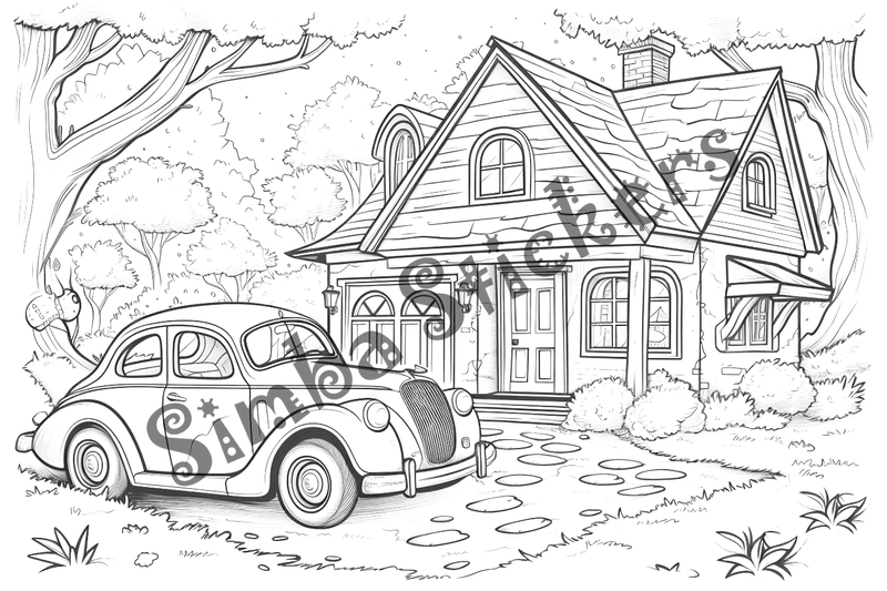 Colouring pages, bundle of houses, 25 images
