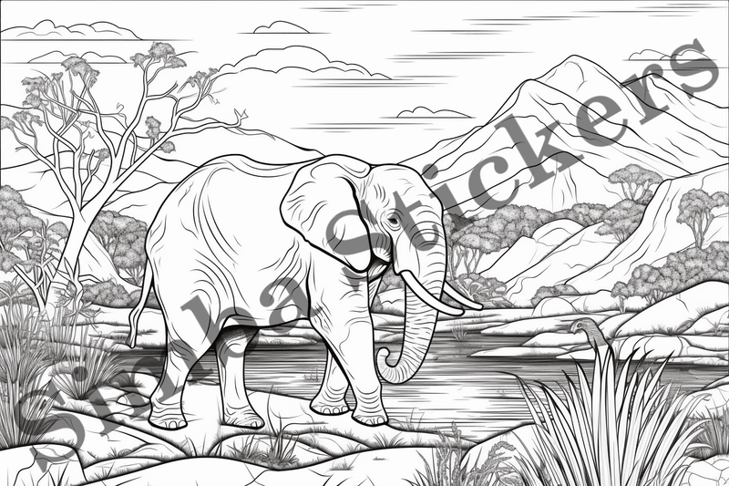 Colouring pages, Bundle of elephants, 25 images