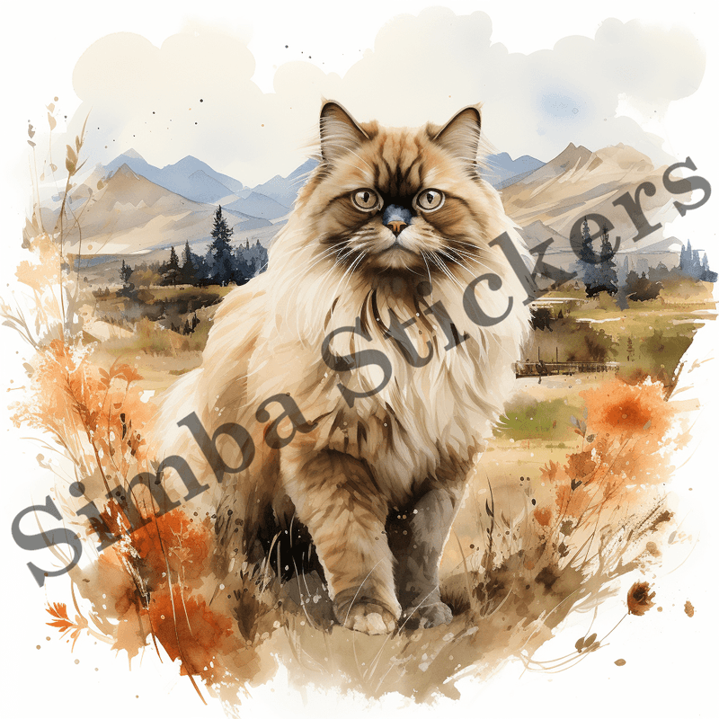 Himalayan cats, watercolour, image set, 10 images