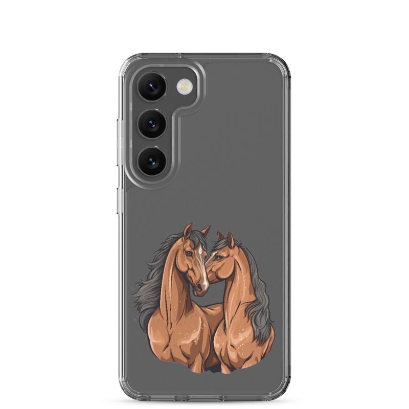 Clear Case for Samsung, Two brown horses snuggling, tdwcyd