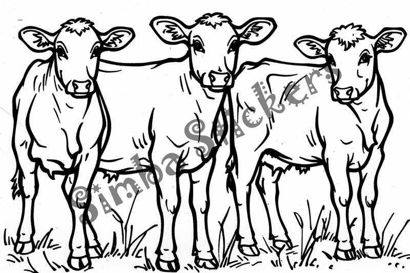 Colouring pages, bundle of cattle, 50 images