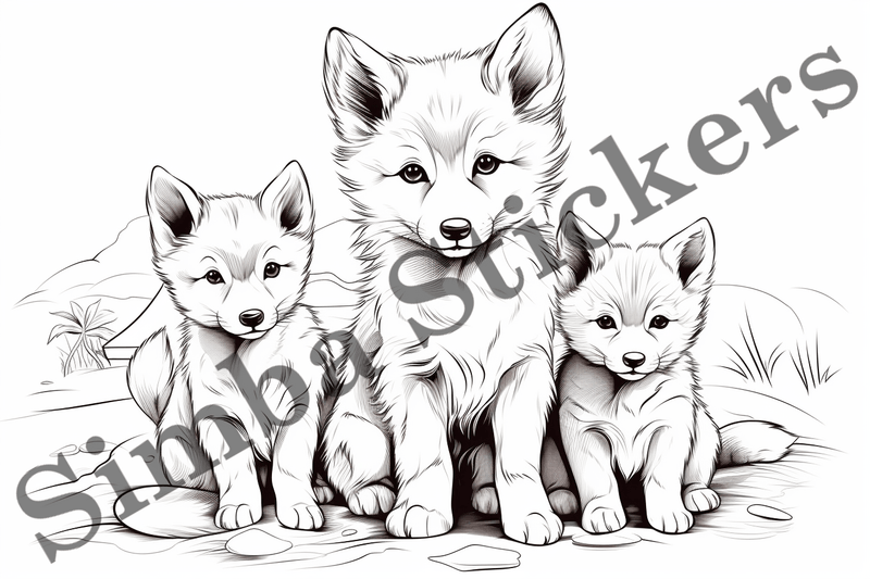 Colouring pages, Bundle of foxes, 25 images