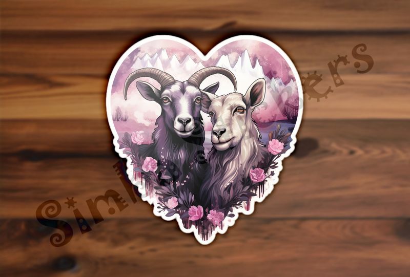 Goats in love, in heart shape