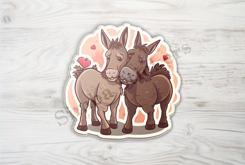 Donkeys in love, cheek-to-cheek