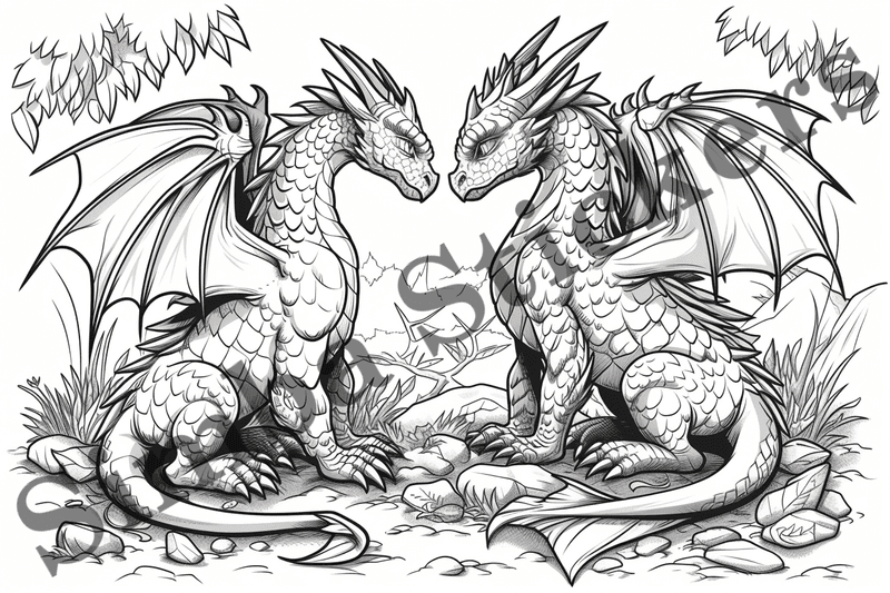 Colouring pages, bundle of dragons, 25 images