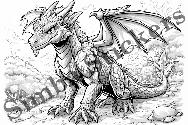Colouring pages, bundle of dragons, 25 images