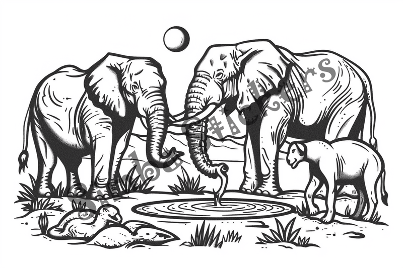 Colouring pages, bundle of African Savanna landscape with animals, 10 images