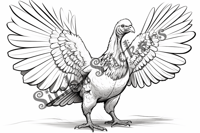 Colouring pages, bundle of individual turkeys, 25 images