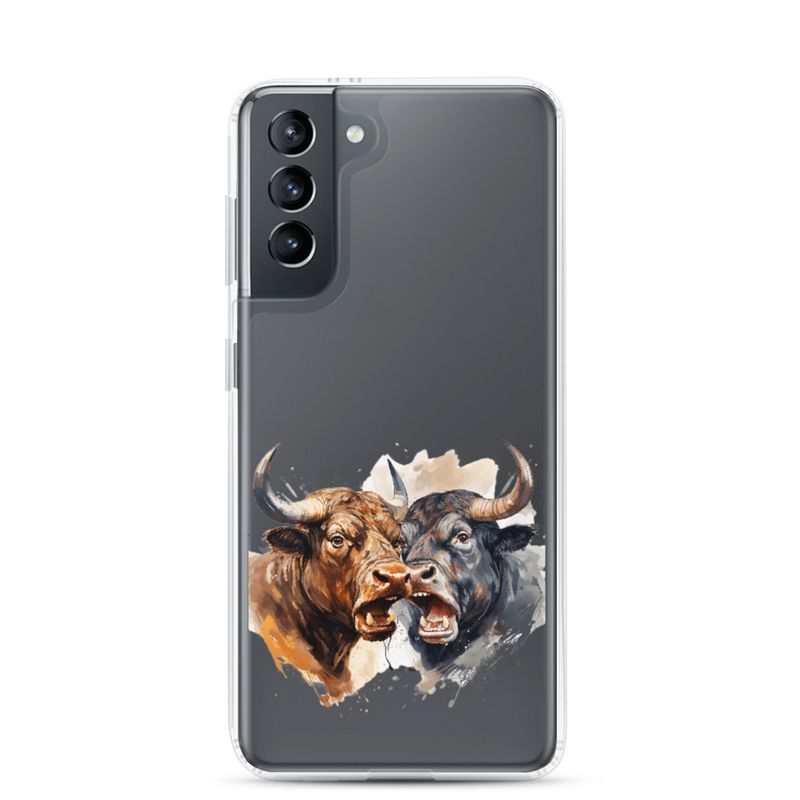 Clear Case for Samsung, Bulls facing up to each other, watercolour, dx5eff