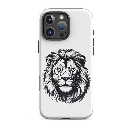 Tough Case for iPhone, Majestic lion face, outline art, afrjkv 