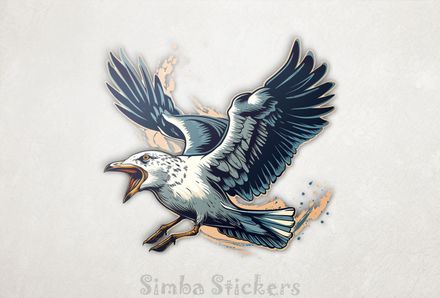 Seagull screaming in flight, blu8la
