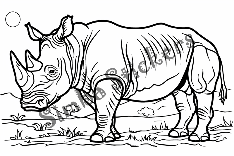 Colouring pages, bundle of rhinos, 25 images
