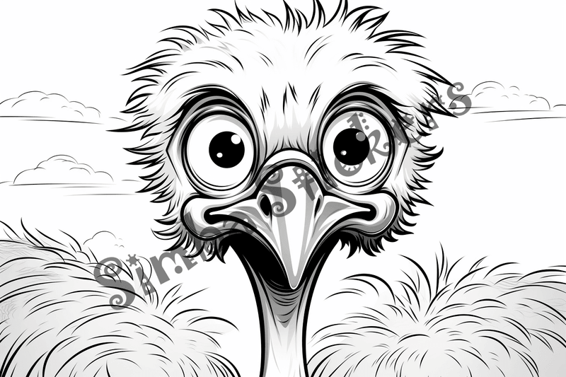 Colouring pages, bundle of ostriches, 50 images