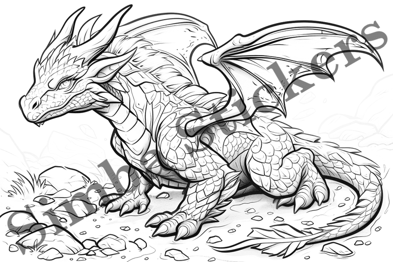 Colouring pages, bundle of dragons, 25 images