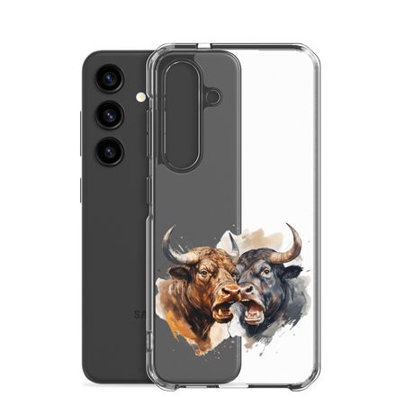 Clear Case for Samsung, Bulls facing up to each other, watercolour, dx5eff