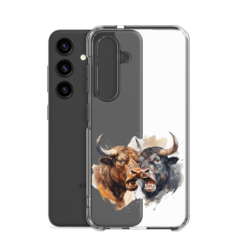 Clear Case for Samsung, Bulls facing up to each other, watercolour, dx5eff