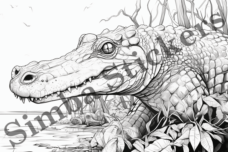Colouring pages, Bundle of crocodiles, 10 images
